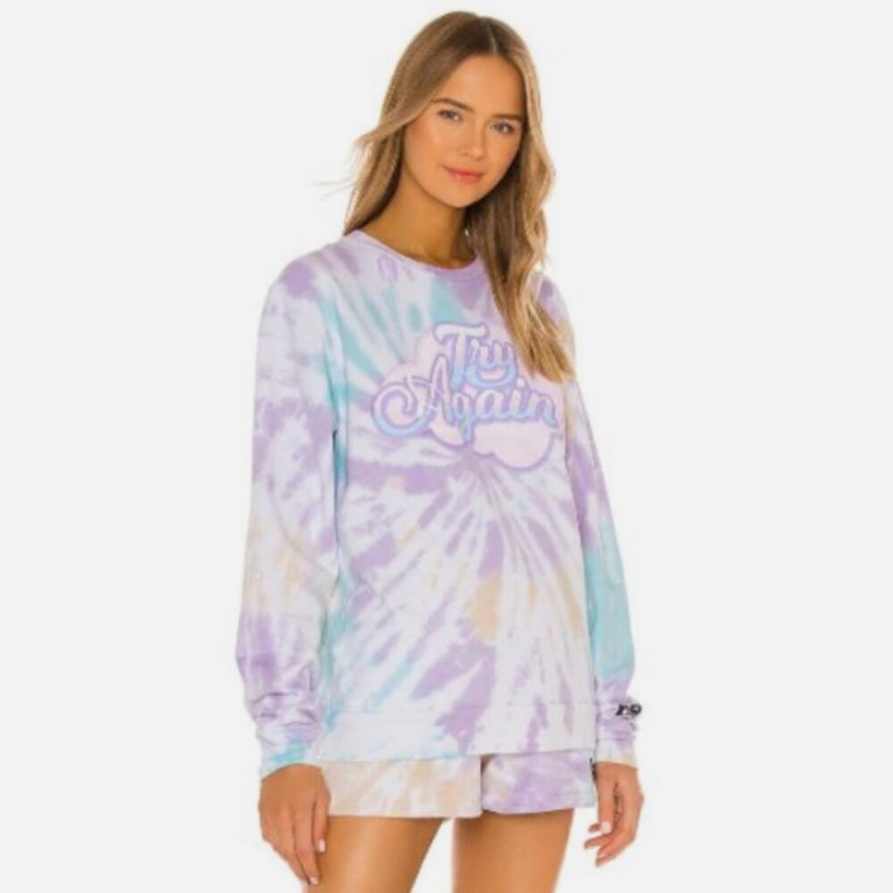 REVOLVE By Samii Ryan Try Again Tie Dye Crewneck Sweatshirt M